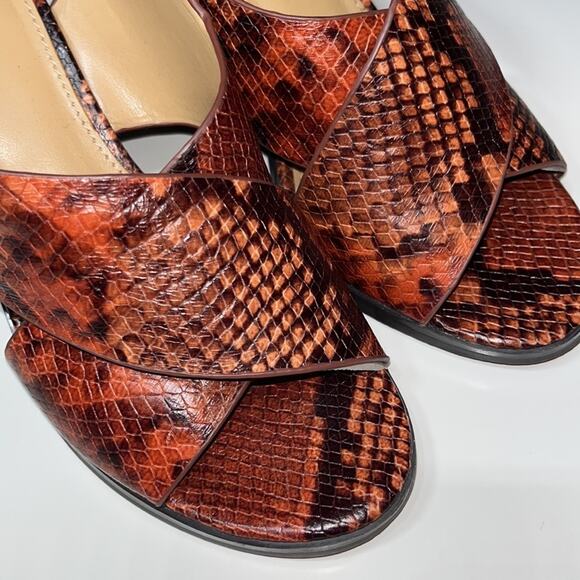 Aldo Sandals Women's 7.5 Cadrielia Block Heel Cross Strap Leather Snake Print - Picture 6 of 16